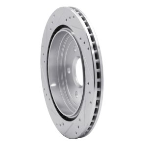 Cadillac CTS Brake Rotor (1) - Rear Right - R1 Concepts - Drilled & Slotted - Silver - `08-`19